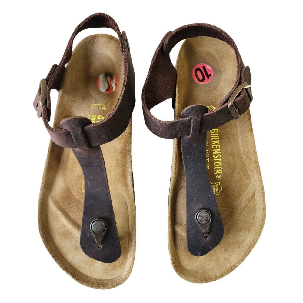Birkenstock Seres Brown Oiled Leather T-Strap Sandals Womens 10 Mens 8 EU 41